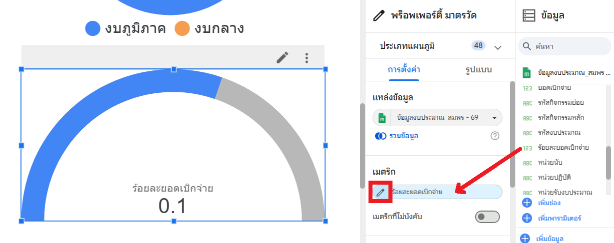 ตั้งค่าเมตริก