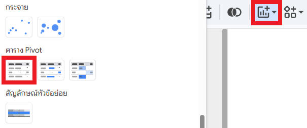 เพิ่มแผนภูมิ Pivot table